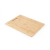 Rectangular bamboo chopping board with handle slot, shown on white background