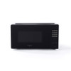 Black digital microwave oven with keypad, front view