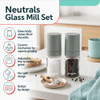 Green glass salt and pepper mill set with adjustable ceramic grinder
