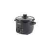 Black electric rice cooker with glass lid and side handles
