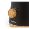 Close-up of black kettle base with wood-effect control knob and Progress logo