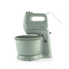 Green stand mixer with bowl, side view, suitable for baking and mixing tasks