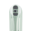 Top view of mint green hand mixer handle with speed controls and turbo button