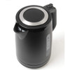 Black electric kettle base and partial kettle showing water level indicator