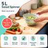 Green salad spinner with lid, dimensions 24.4 x 24 x 18.5 cm