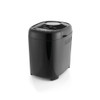 Black bread maker with digital controls, shown at angle on white background