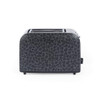 Black leopard print two-slice toaster, side view