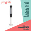Hand blender set with black and silver handle and stainless steel blending arm