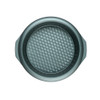 Round green non-stick cake tin with textured base, top-down view