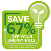 Promotional graphic: Save 67% off your energy bills.