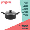 24 cm marble ceramic stockpot with glass lid, non-stick surface and soft touch handles.