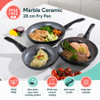 Grey speckled frying pan with handle, 28cm wide, 5.6cm high, 47.5cm long