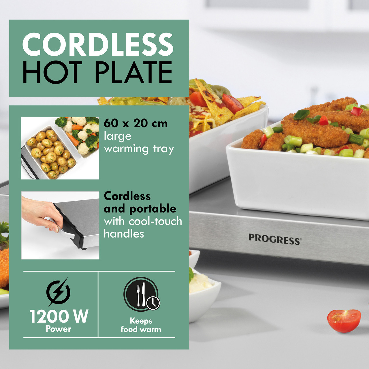 Coordless Hot Plate Food Warmer - Electric Hot Plate