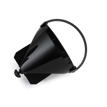 Black plastic coal scuttle with handle, shown on white background.