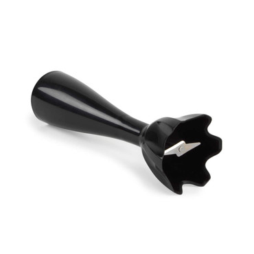 Black hand blender attachment with stainless steel blade