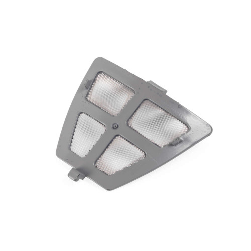 Grey replacement vacuum filter with mesh grid, shown on white background.