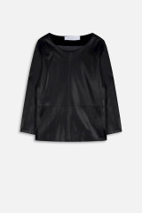 Faux Leather 3/4 Top {Black}