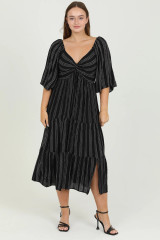 Hardyn Midi Dress {Black Stripe}