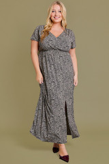 Dazed SS Maxi Dress {Black Ditsy}