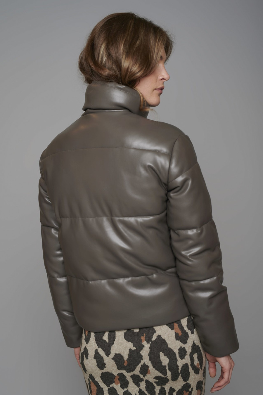 Faux Leather Puffer {Blk Olive}