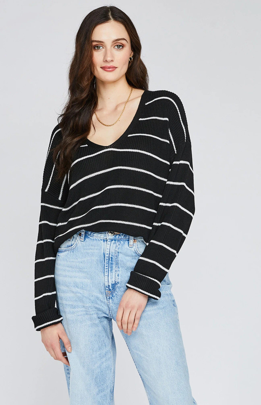 Tucker Knit Top {Blk Stripe}