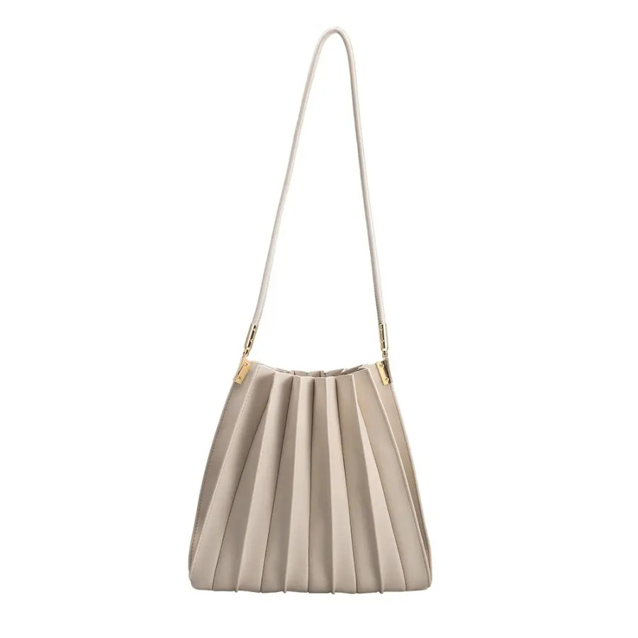 Carrie Pleated Shoulder Bag {Bone}