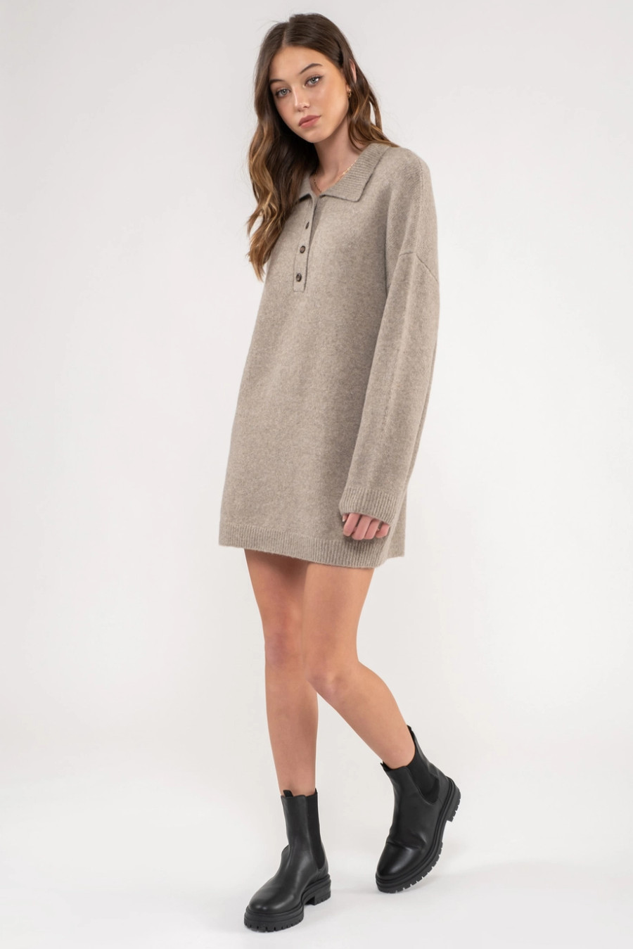 Collared BD Sweater Dress {Taupe}