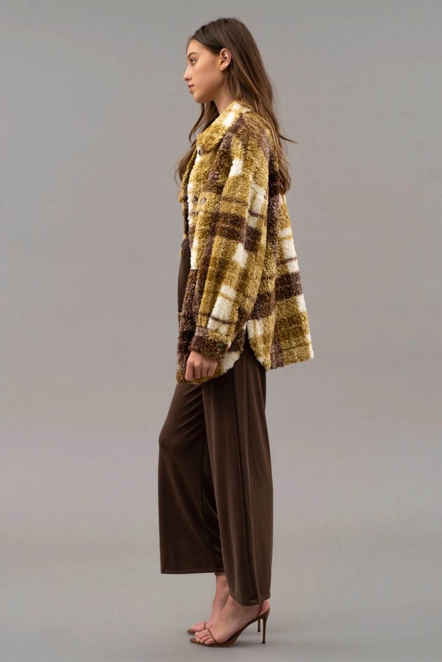 Sherpa Plaid Jacket {Olive}