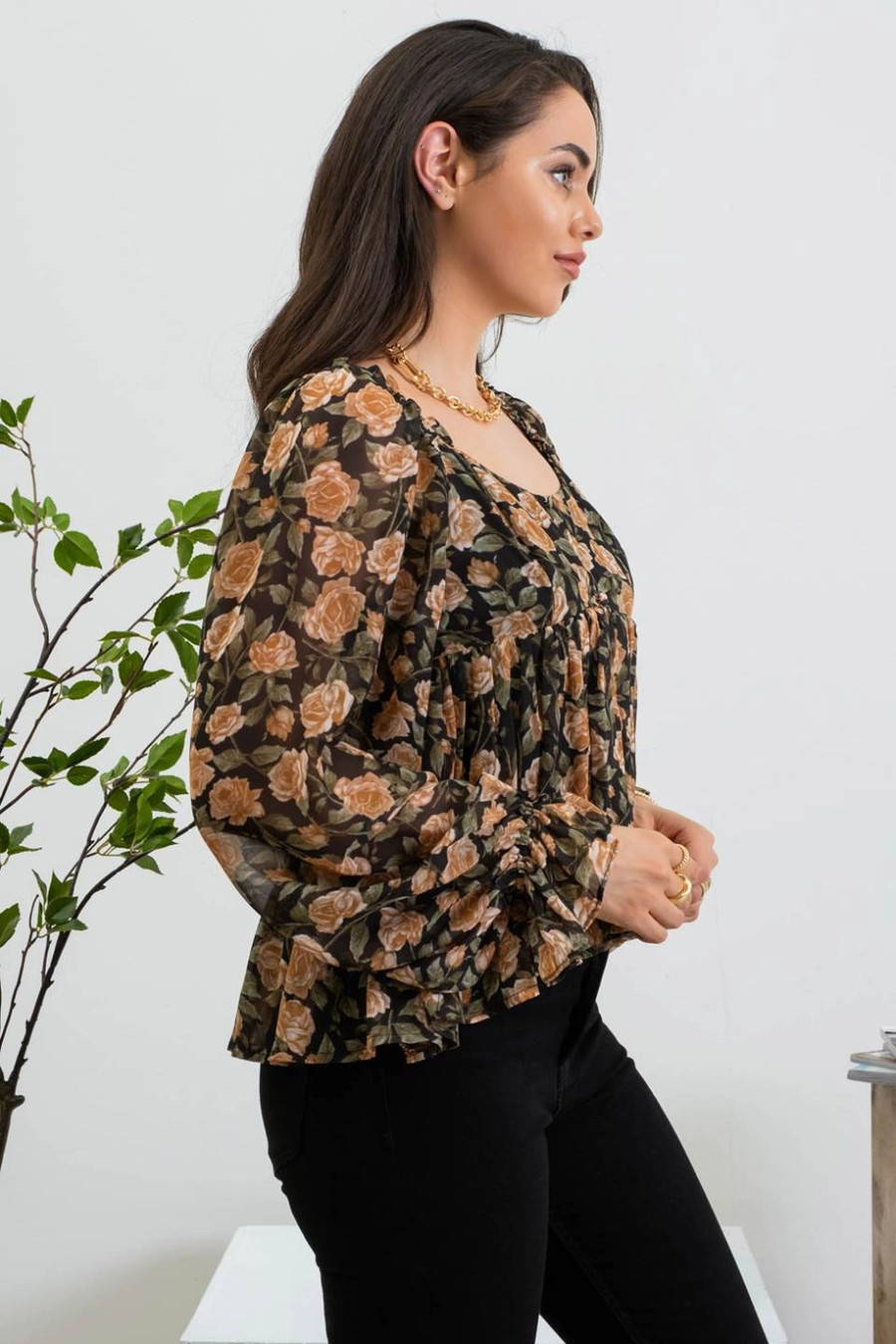 Garden Rose Blouse {Blk Multi}