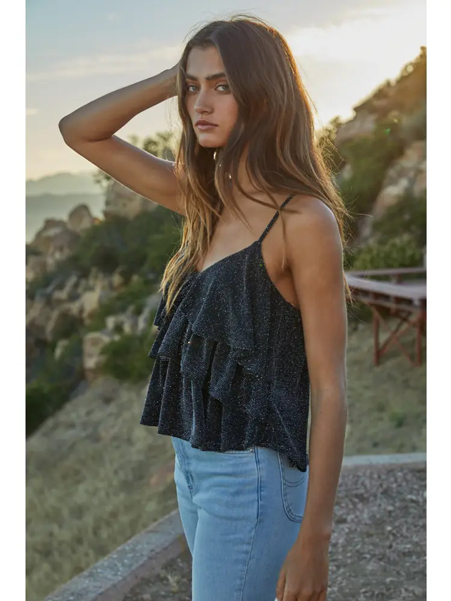 The Frill Of It Top {Black Lurex}