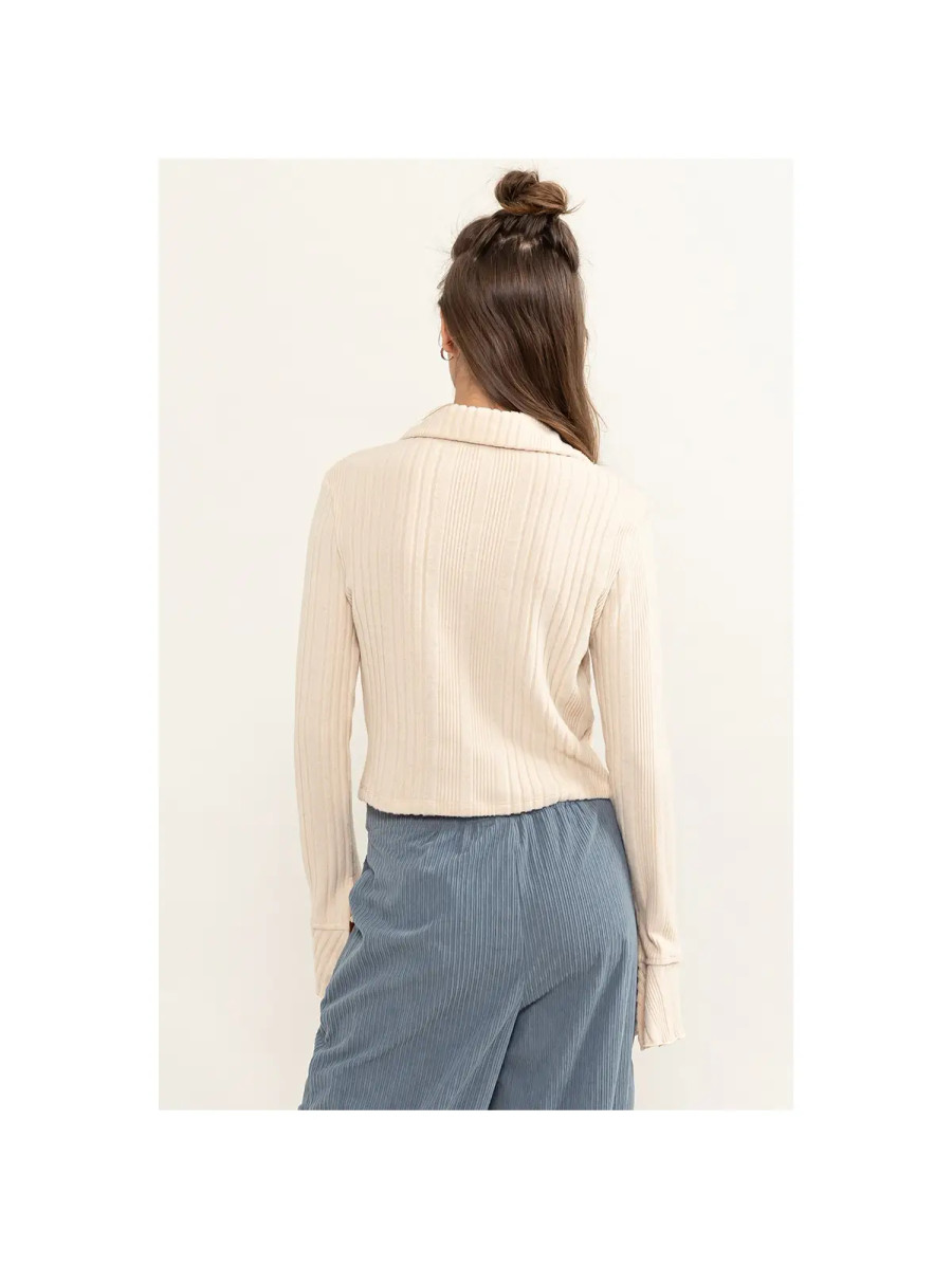 Ribbed BD Sweater Top {Oat}
