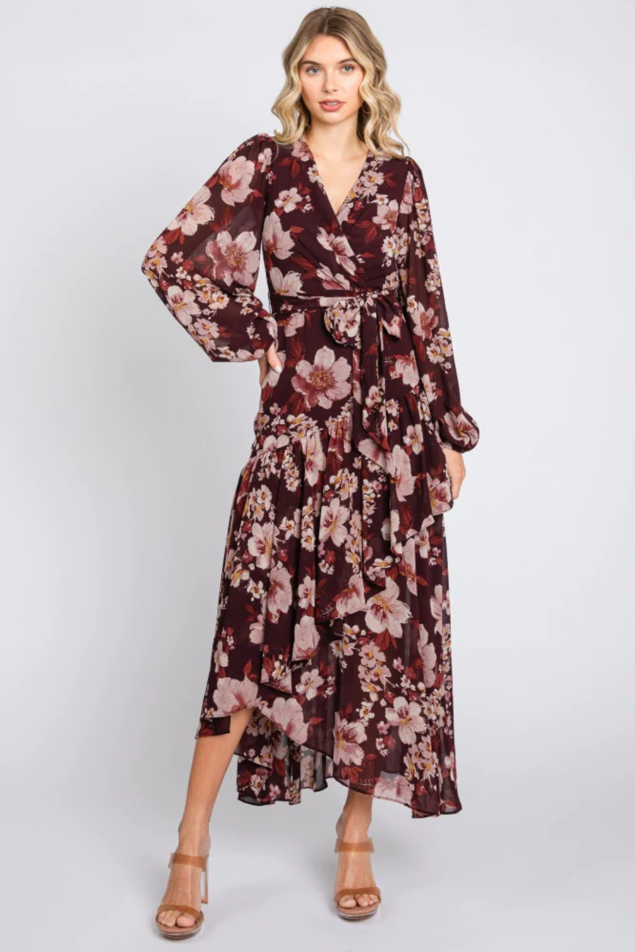 Terrace Chiffon Dress {Merlot}