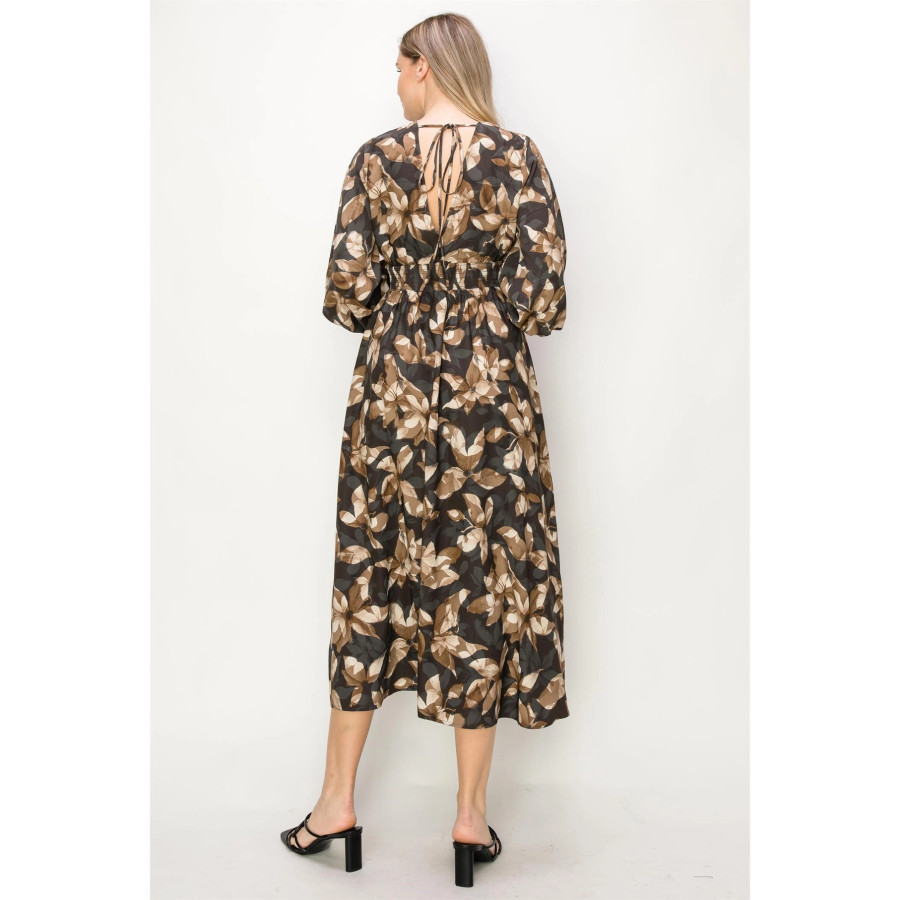 Carmen Satin Midi Dress {Blk/Brown}