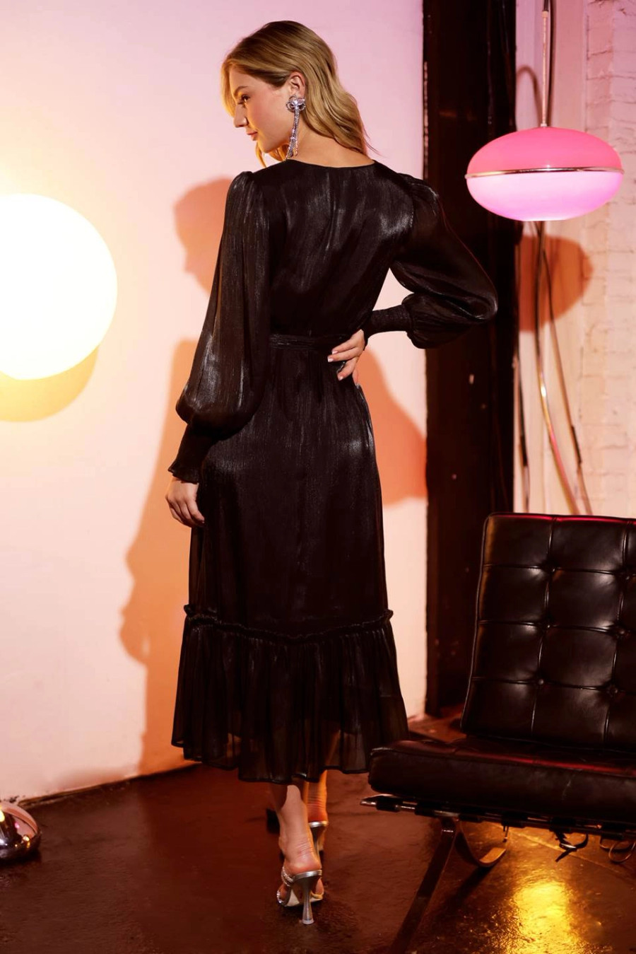 Noble Foiled Maxi Dress {Black}