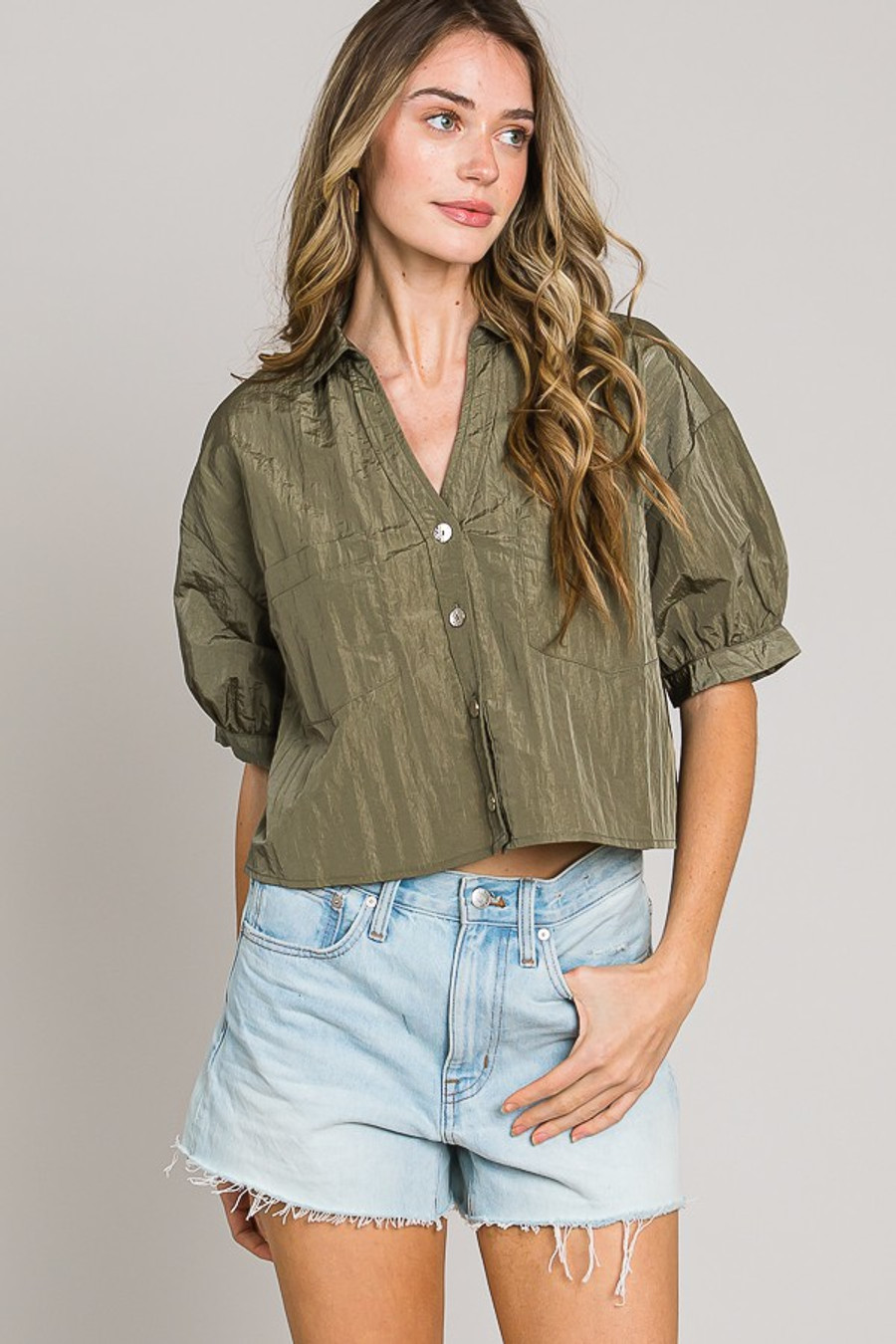 Orsen Crinkle SS Blouse {Leaf}