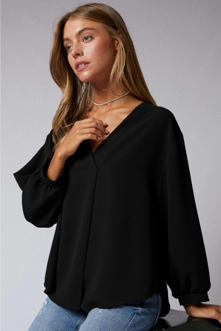 Bronwyn 3/4 Sleeve Blouse {Black}