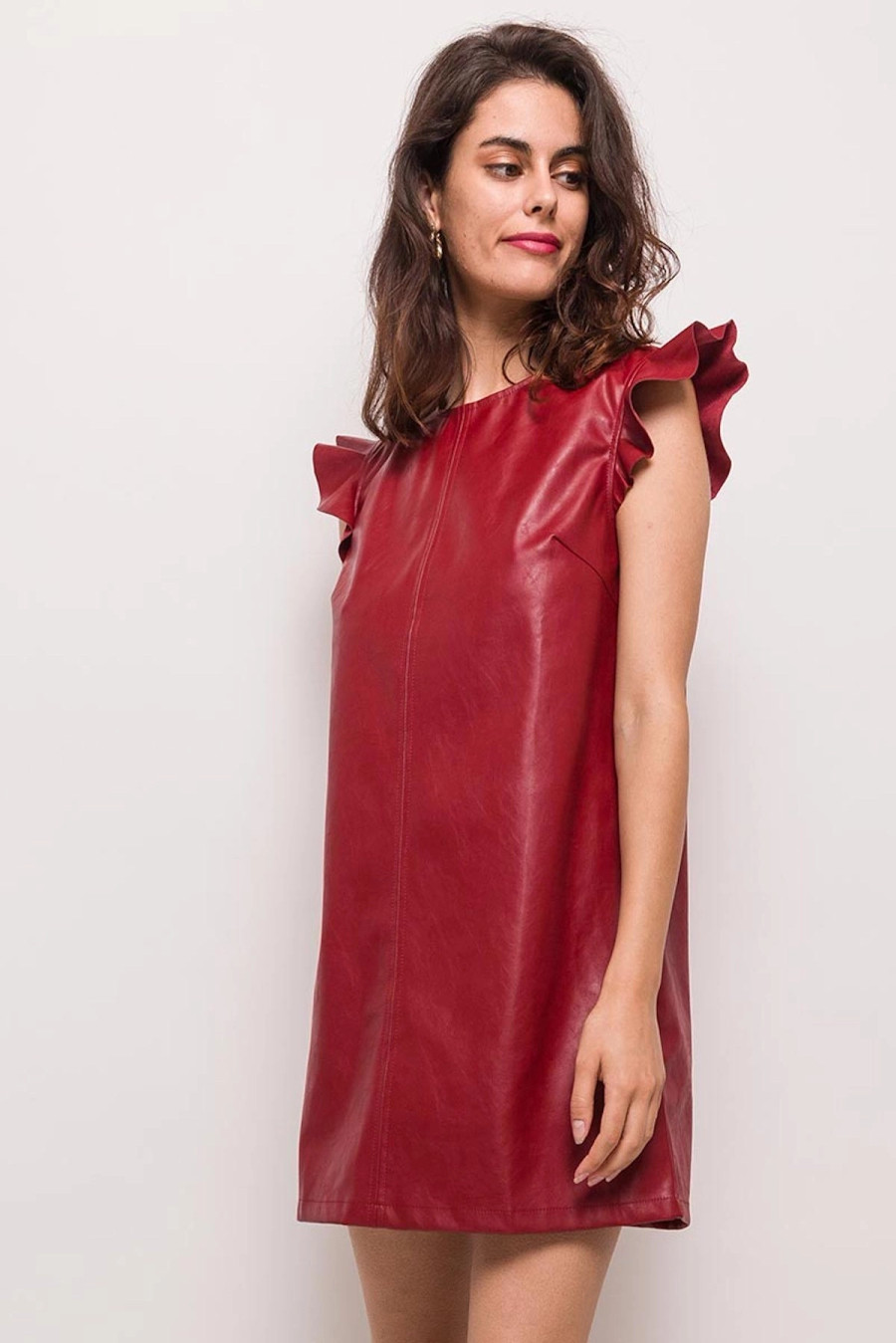 Vega Faux Leather Dress {Lipstick}