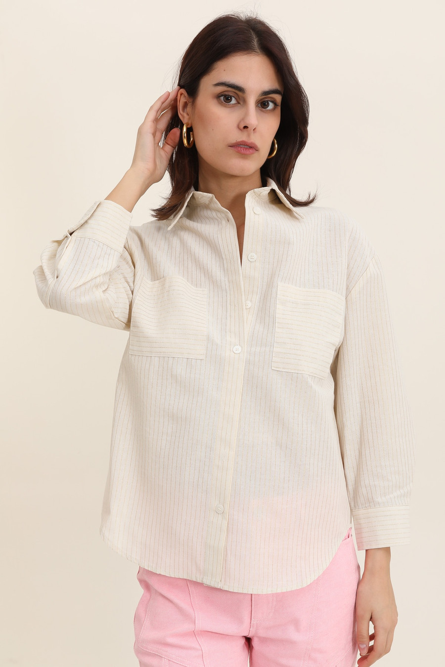 Travis Button Down {Linen/Gold}