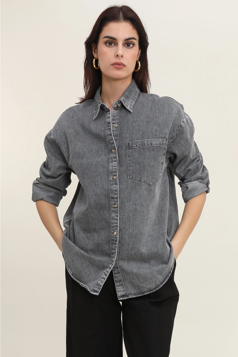 Ophelia Chambray BD Shirt {Black}