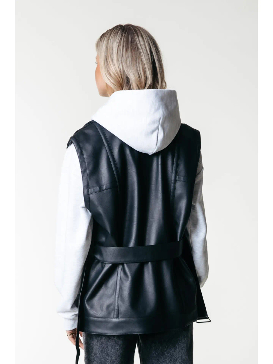 Ausha Vegan Leather Vest {Black}