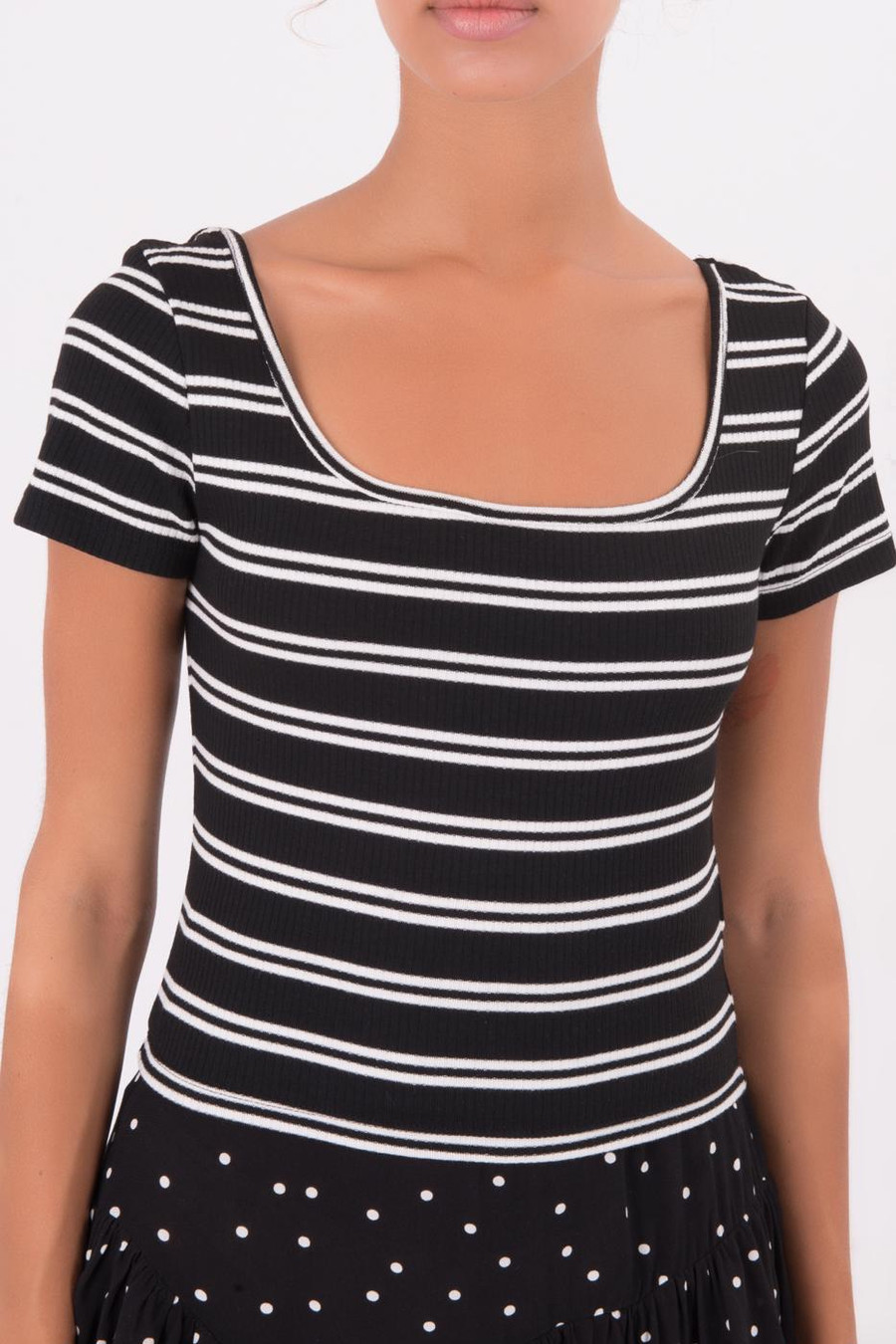 Megan Rib SS Top {Blk Stripe}