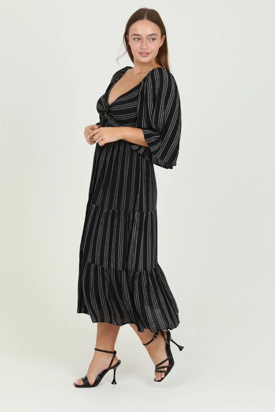 Hardyn Midi Dress {Black Stripe}