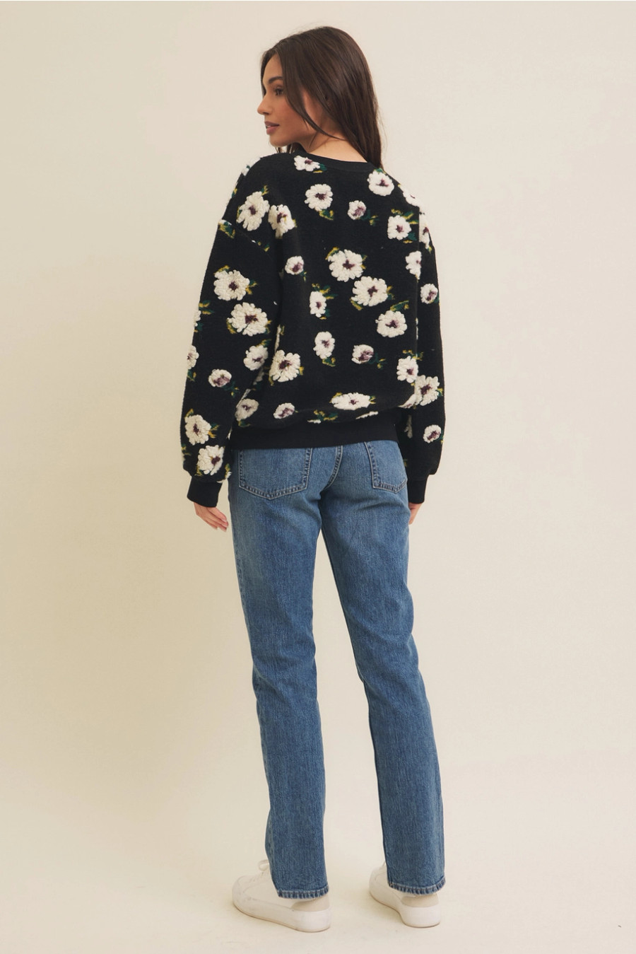 Jacquard Floral Sweater {Black}