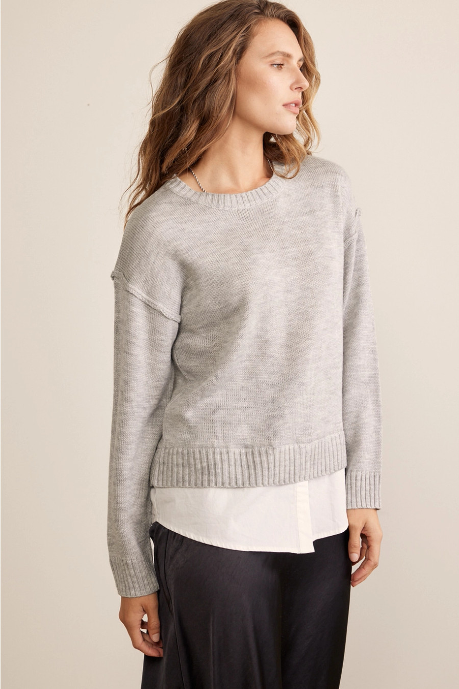 Maya Mixed Media Top {Grey}