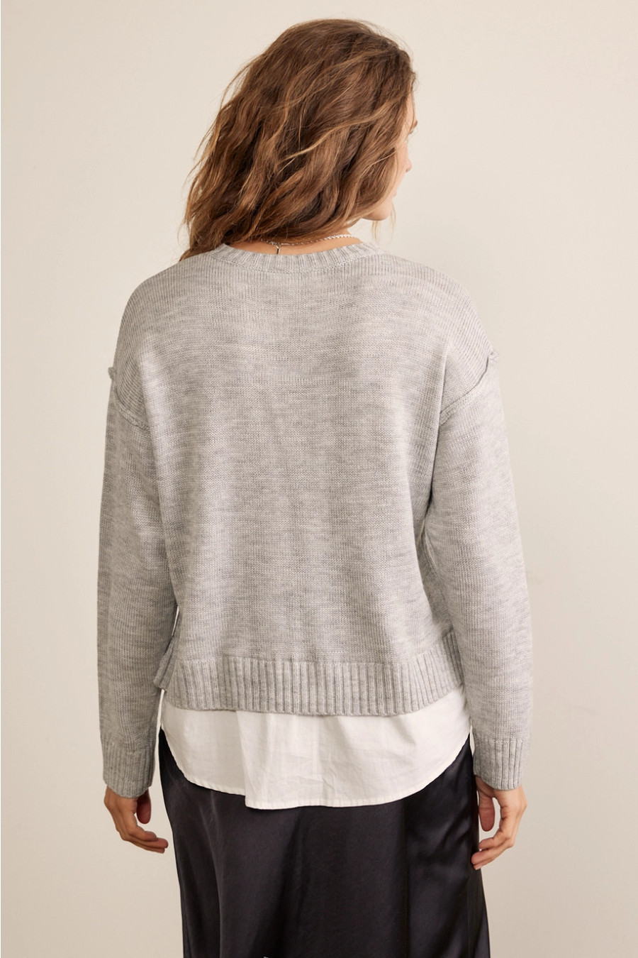Maya Mixed Media Top {Grey}