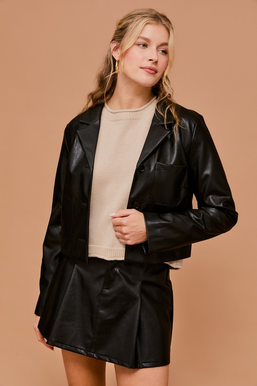 Vince Leatherette Blazer {Black}