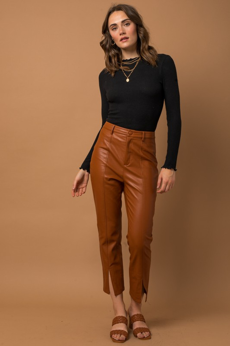 Bliss Slit Leg Pant {Cognac}