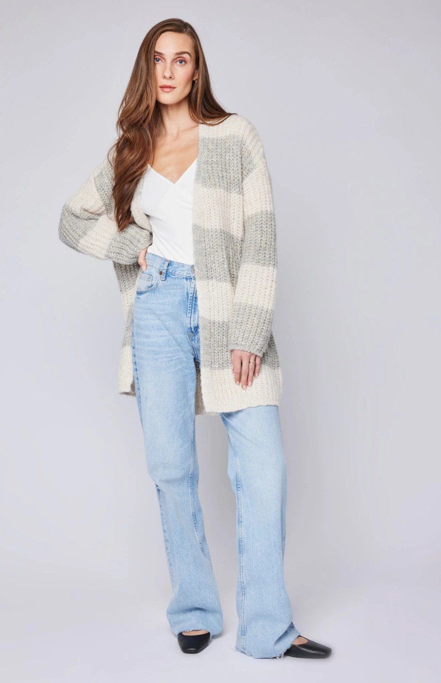 Enid Cardigan {Taupe Stripe}