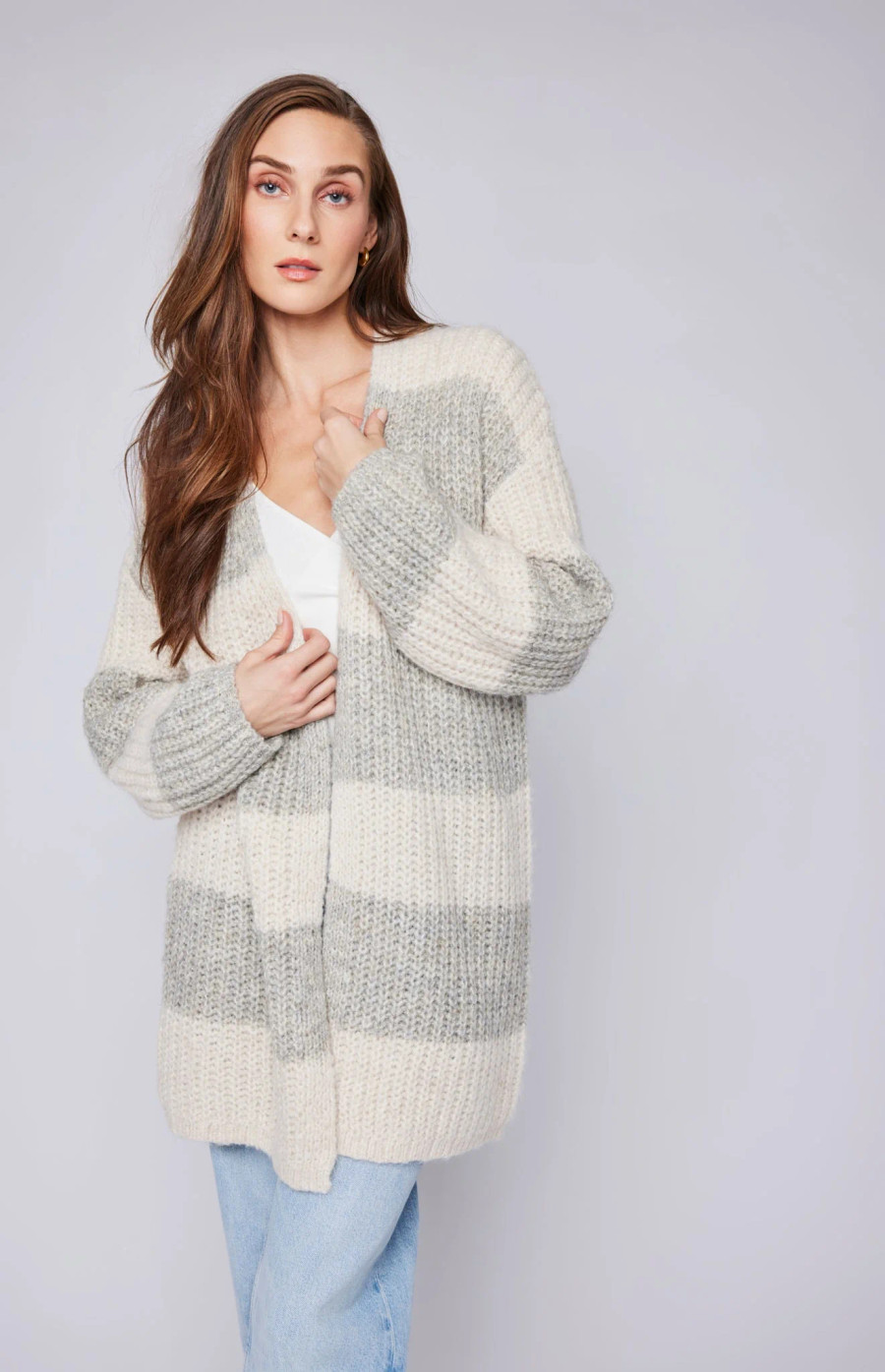 Enid Cardigan {Taupe Stripe}
