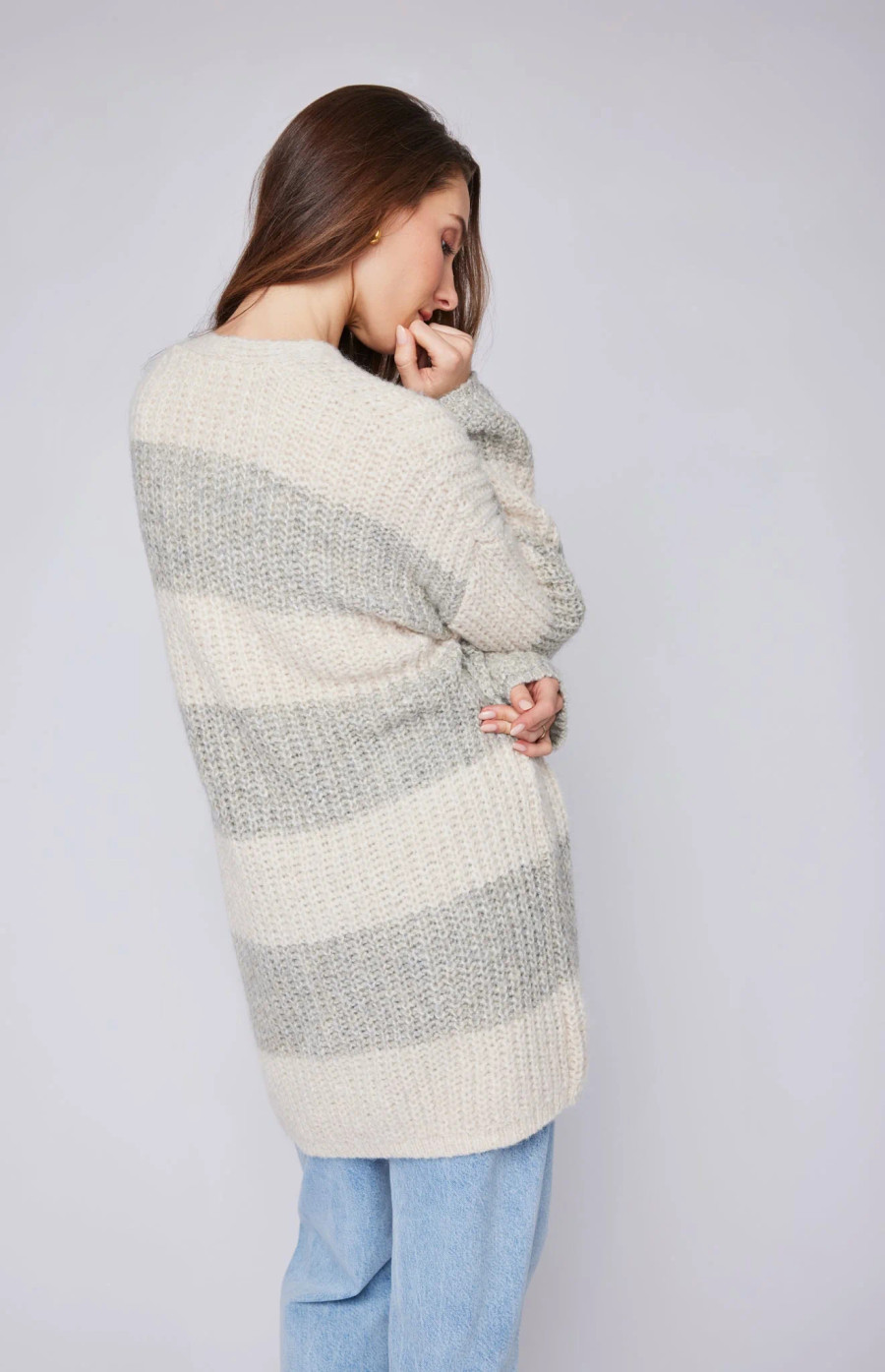 Enid Cardigan {Taupe Stripe}